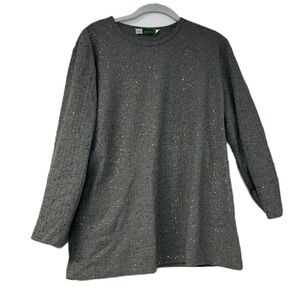 Ivee Essentials XXL Woman's Sparkle Ribbed long sleeve tie knot casual t…